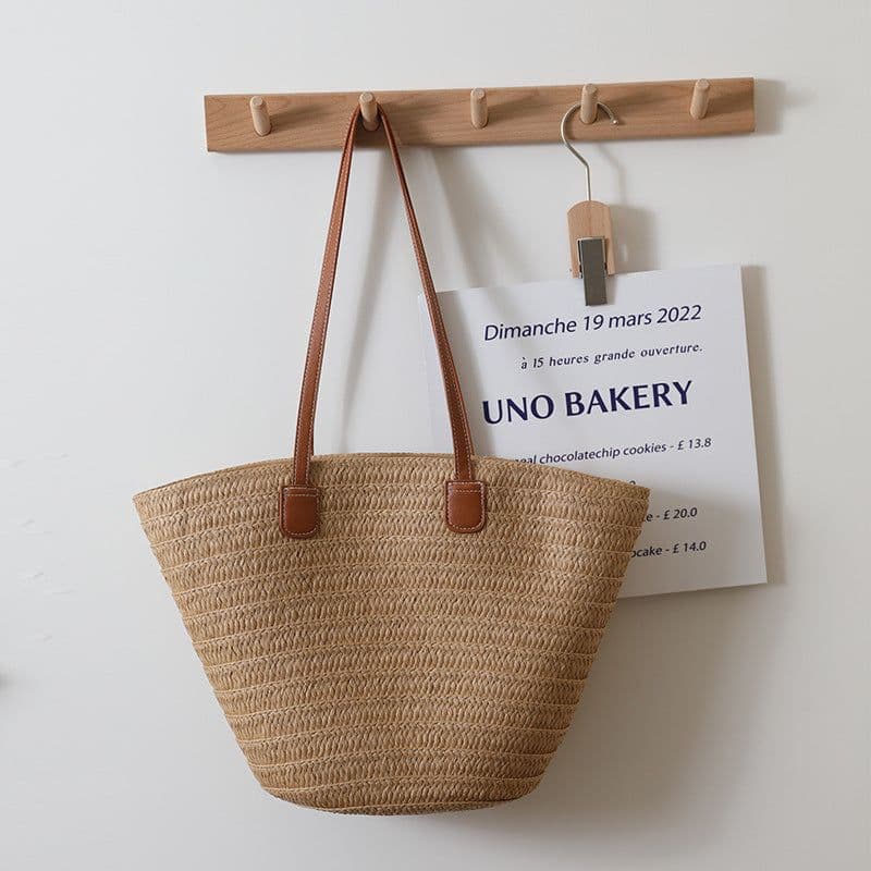 image-Straw Woven Tote Bag Large Capacity Beach Shoulder Bag Women
