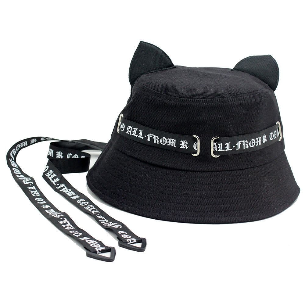 image-Cotton Fisherman Hat with Cat Ears - Unisex Bucket Hat
