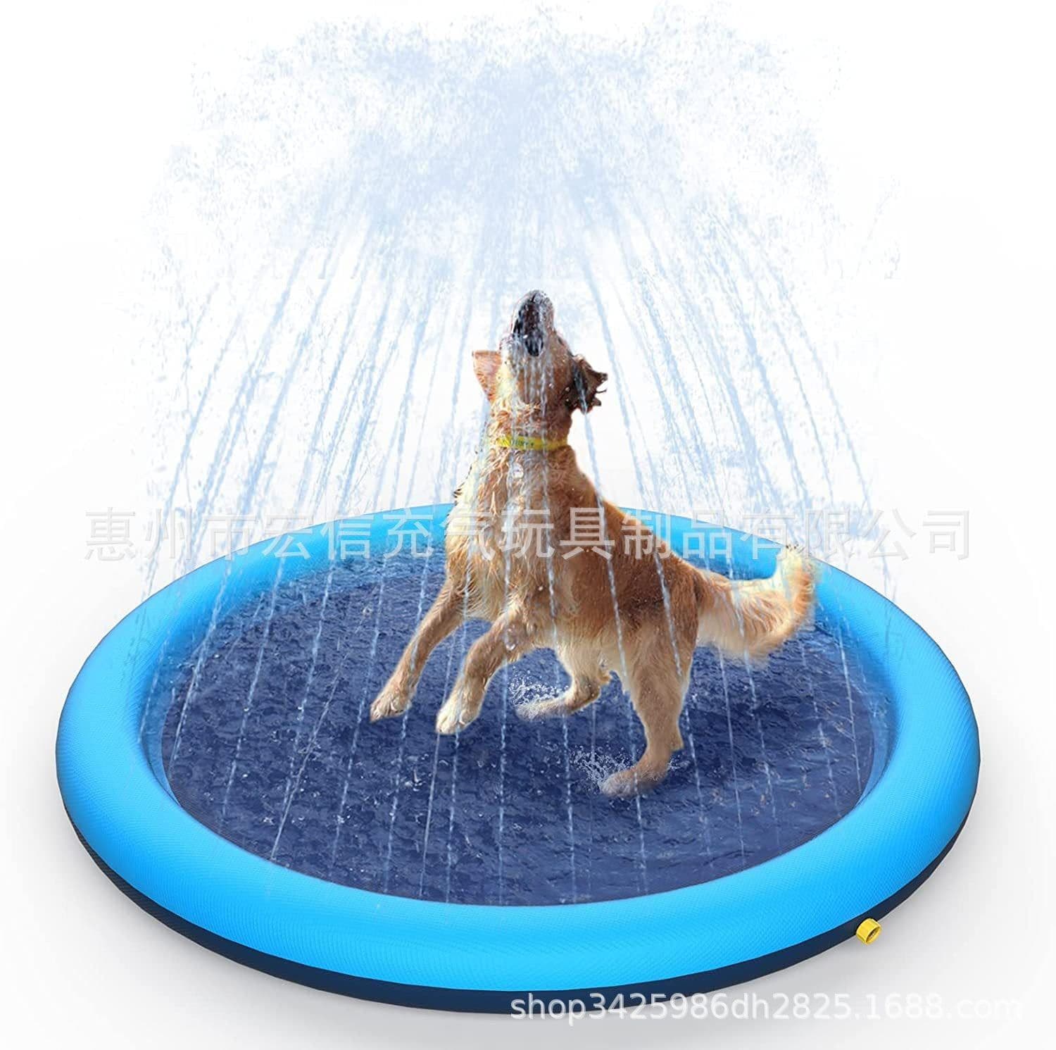 image-Pet Spray Mat Non-slip PVC Water Play Mat for Dogs and Kids