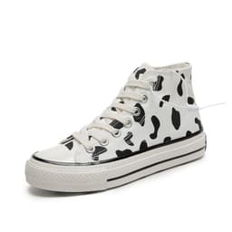 image-Hua Wusha Canvas High-Top Sneakers Cow Pattern Black White