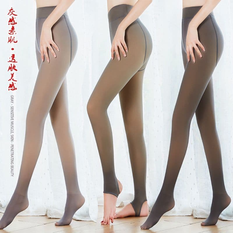 image-Women's Fleece Lined Footless Tights Leggings 320g Warm Winter