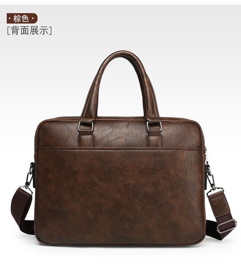 image-Men's PU Leather Business Briefcase 15" Laptop Bag