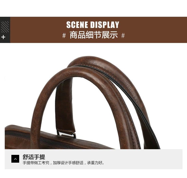 image-Men's PU Leather Business Briefcase 15" Laptop Bag