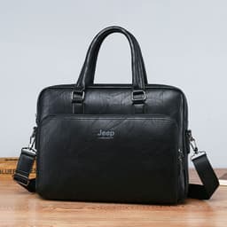 image-Men's PU Leather Business Briefcase 15" Laptop Bag