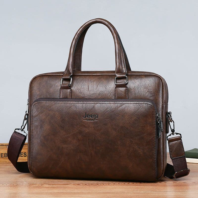 image-Men's PU Leather Business Briefcase 15" Laptop Bag