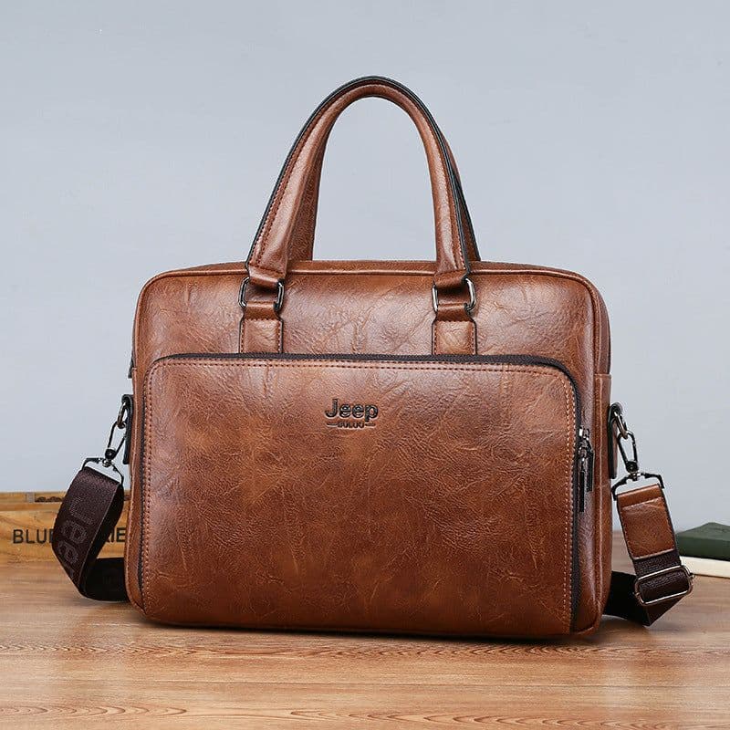 image-Men's PU Leather Business Briefcase 15" Laptop Bag