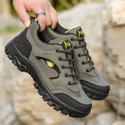 image-Men's Casual Sports Shoes Round Toe Rubber Sole PU Upper Gray