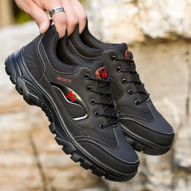image-Men's Casual Sports Shoes Round Toe Rubber Sole PU Upper Gray