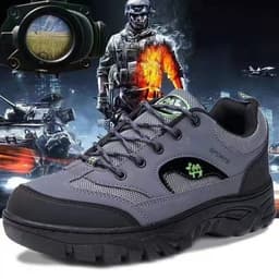image-Men's Casual Sports Shoes Round Toe Rubber Sole PU Upper Gray