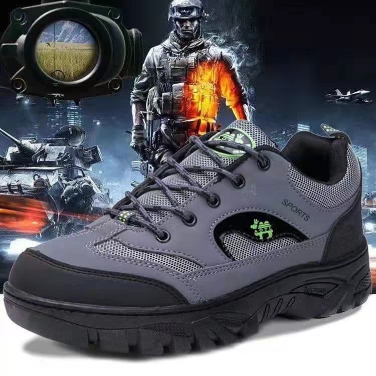 image-Men's Casual Sports Shoes Round Toe Rubber Sole PU Upper Gray
