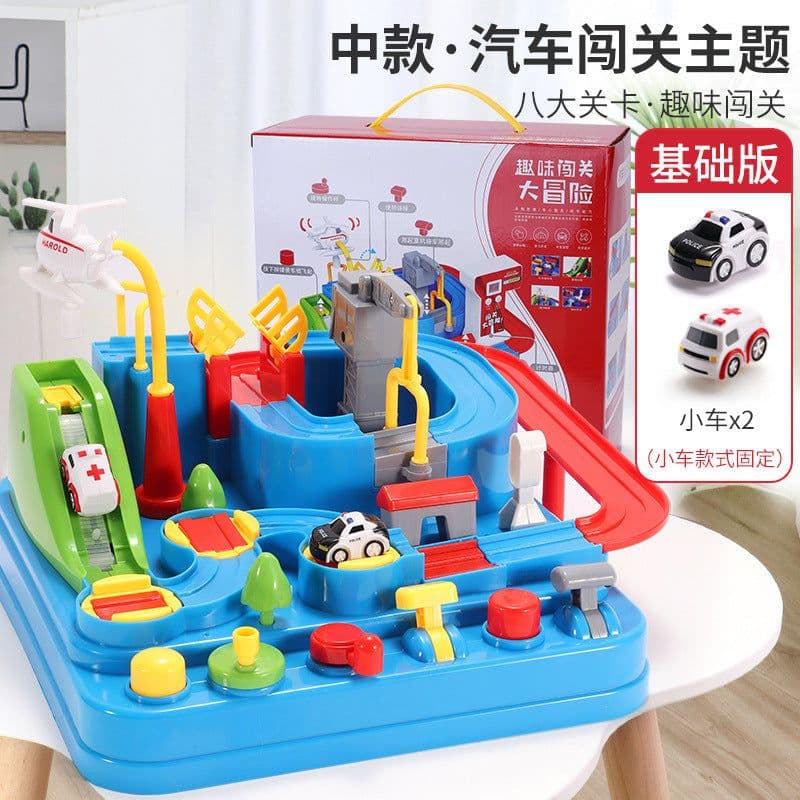 image-Children's Adventure Track Car Set with 6 Cars & Timer Ages 4-6