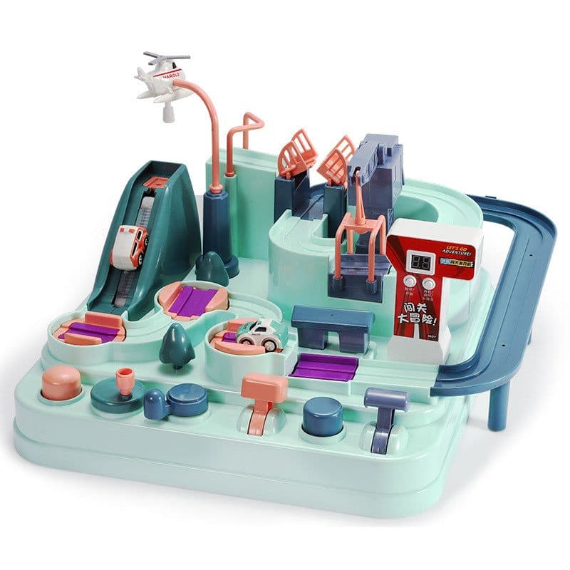 image-Children's Adventure Track Car Set with 6 Cars & Timer Ages 4-6