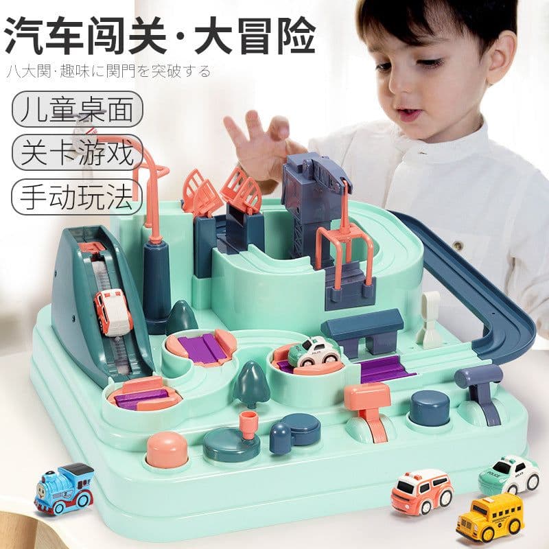 image-Children's Adventure Track Car Set with 6 Cars & Timer Ages 4-6