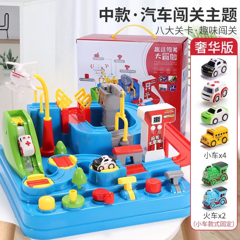 image-Children's Adventure Track Car Set with 6 Cars & Timer Ages 4-6