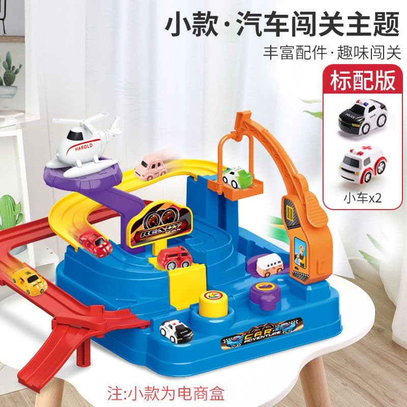image-Children's Adventure Track Car Set with 6 Cars & Timer Ages 4-6