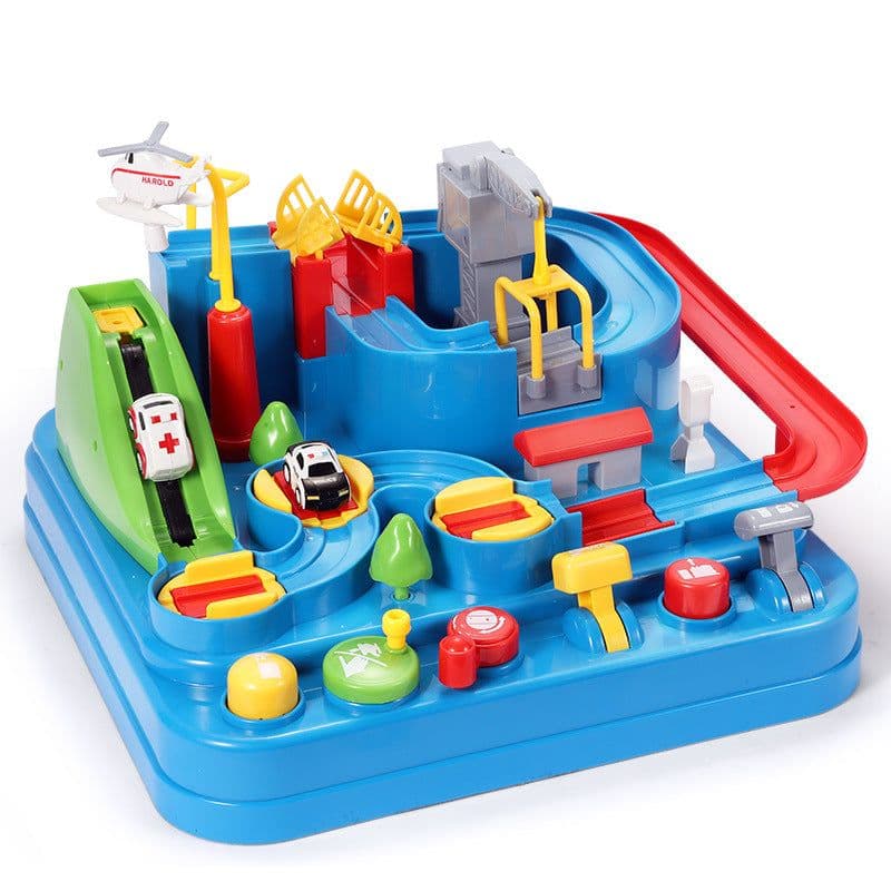 image-Children's Adventure Track Car Set with 6 Cars & Timer Ages 4-6
