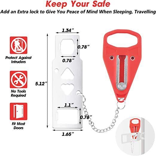image-Portable Travel Door Lock Stainless Steel Anti-Theft Security
