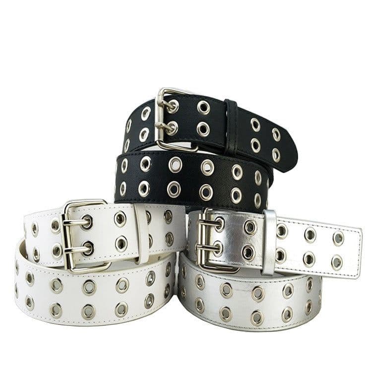 image-Air Eye Belt Men's Punk Double-breasted Pin Buckle Belt