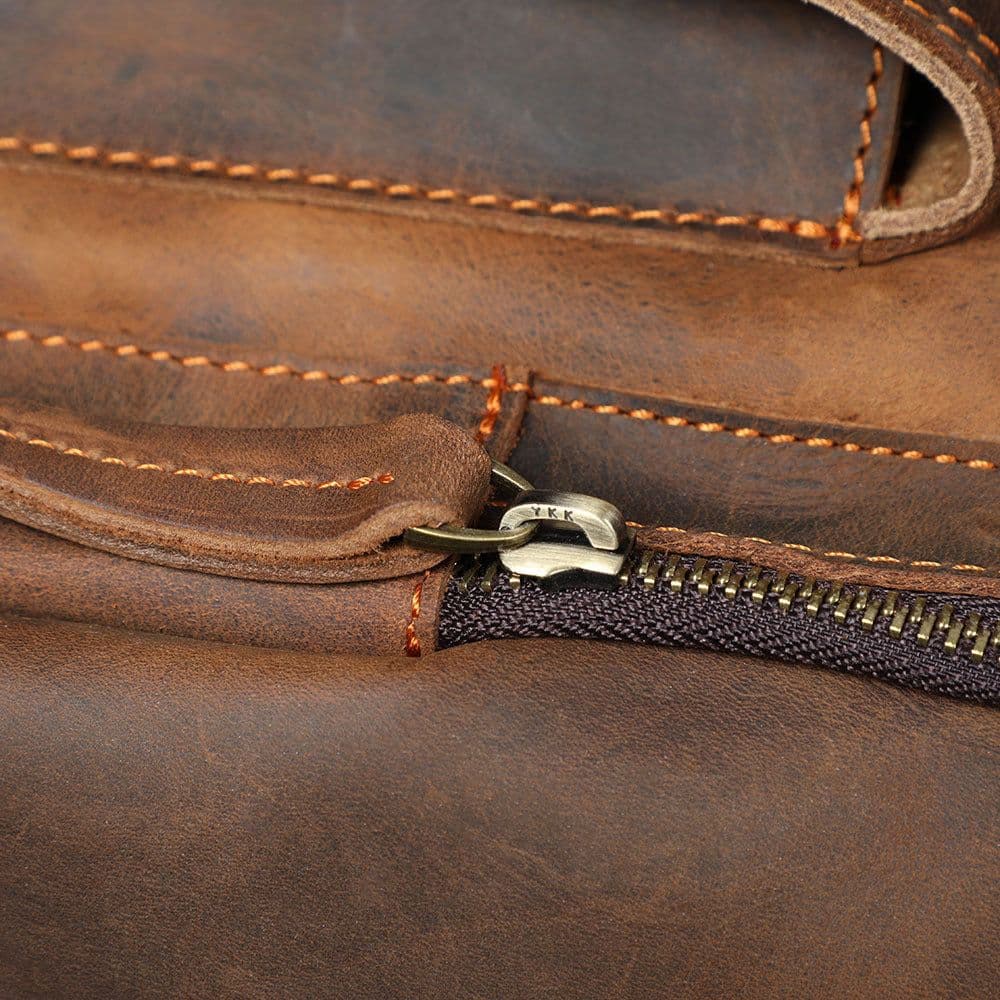 image-Men's Crazy Horse Leather Backpack Large Capacity Travel Bag