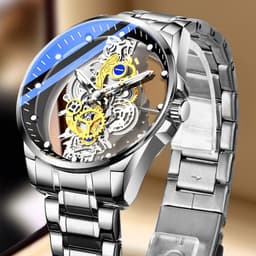 image-Treg Double-Sided Hollow Tourbillon Watch Men Steel 40mm
