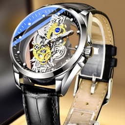 image-Treg Double-Sided Hollow Tourbillon Watch Men Steel 40mm