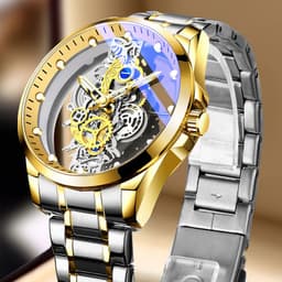 image-Treg Double-Sided Hollow Tourbillon Watch Men Steel 40mm