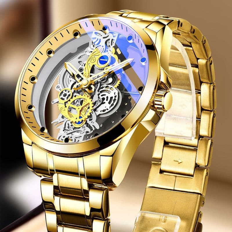 image-Treg Double-Sided Hollow Tourbillon Watch Men Steel 40mm