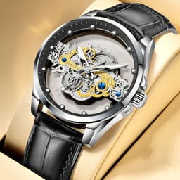 image-Treg Double-Sided Hollow Tourbillon Watch Men Steel 40mm