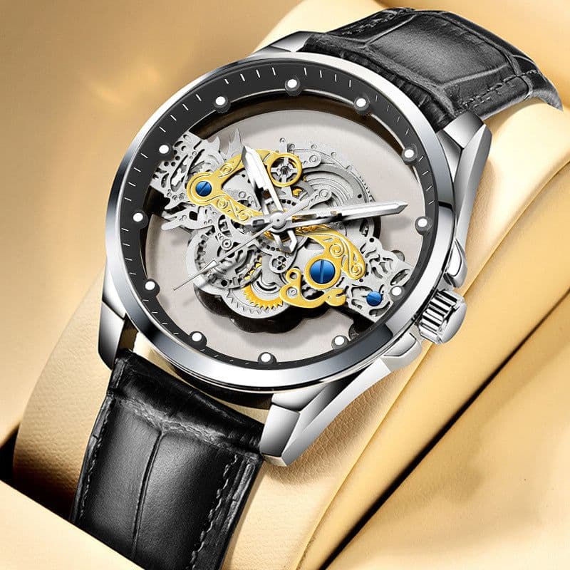 image-Treg Double-Sided Hollow Tourbillon Watch Men Steel 40mm
