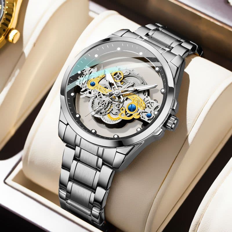 image-Treg Double-Sided Hollow Tourbillon Watch Men Steel 40mm