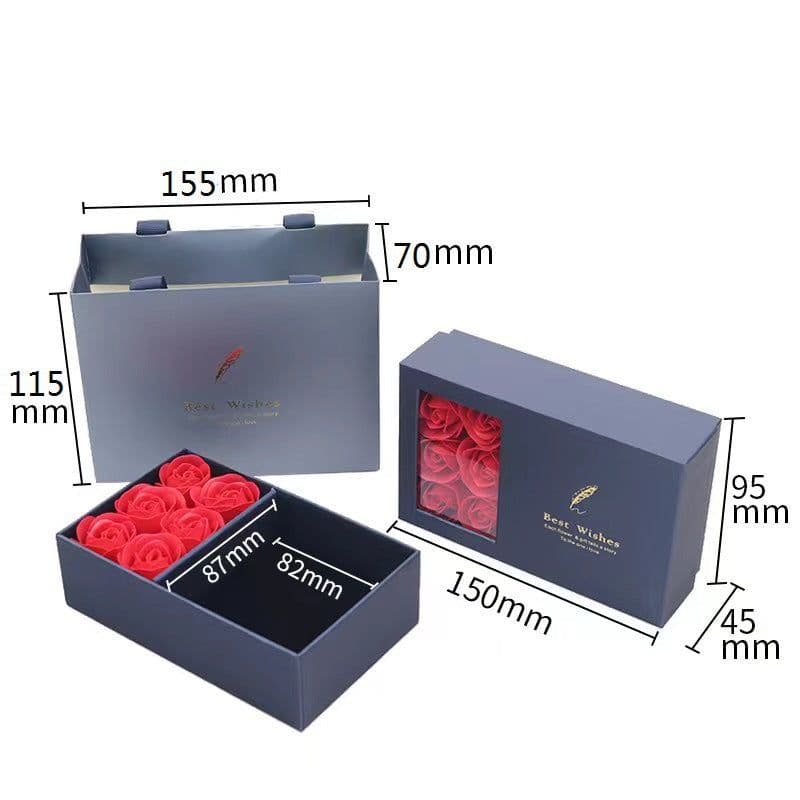 image-Jewelry Box with Roses Gift Set Ring Necklace Earring Storage