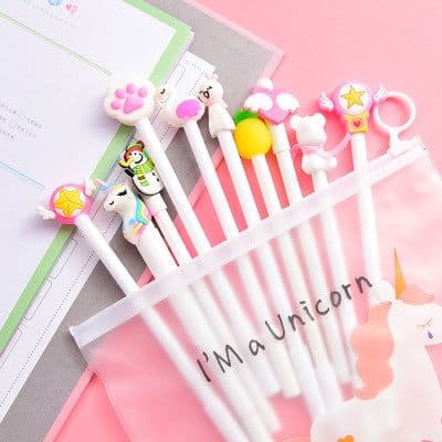image-Cartoon Gel Pen Set Student Stationery Pink Signature Pens