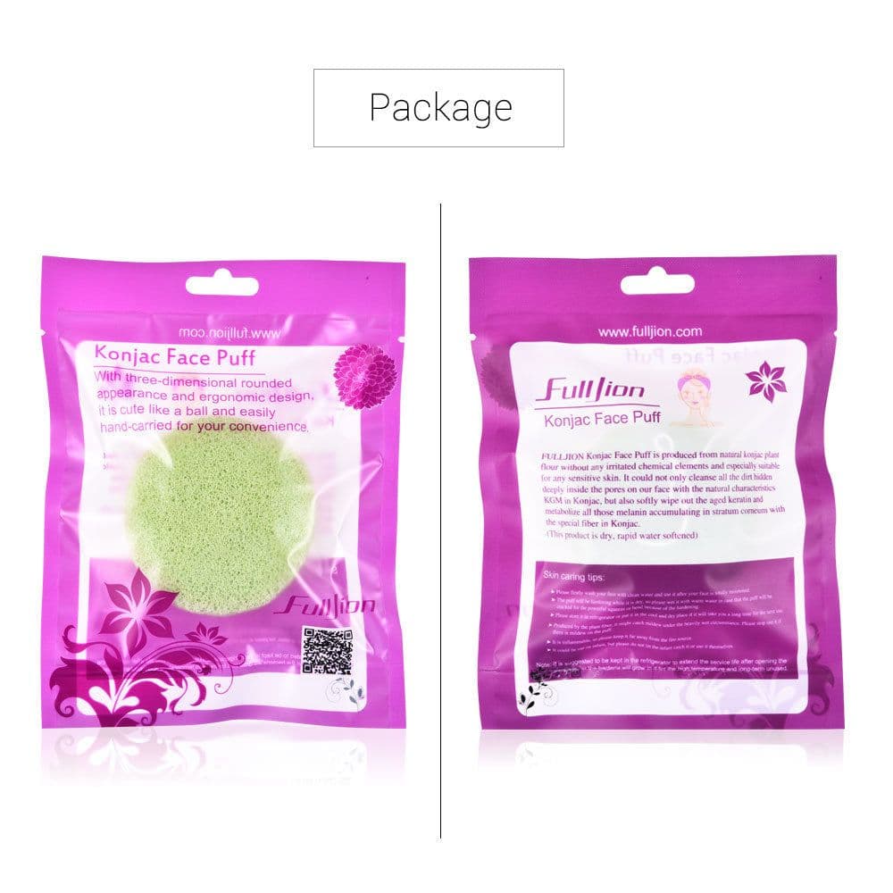 image-Fulljion Round Konjac Sponge Face Cleaning Puff Natural Facial