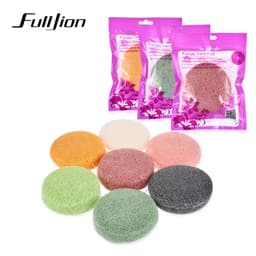 image-Fulljion Round Konjac Sponge Face Cleaning Puff Natural Facial