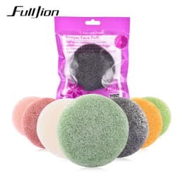 image-Fulljion Round Konjac Sponge Face Cleaning Puff Natural Facial