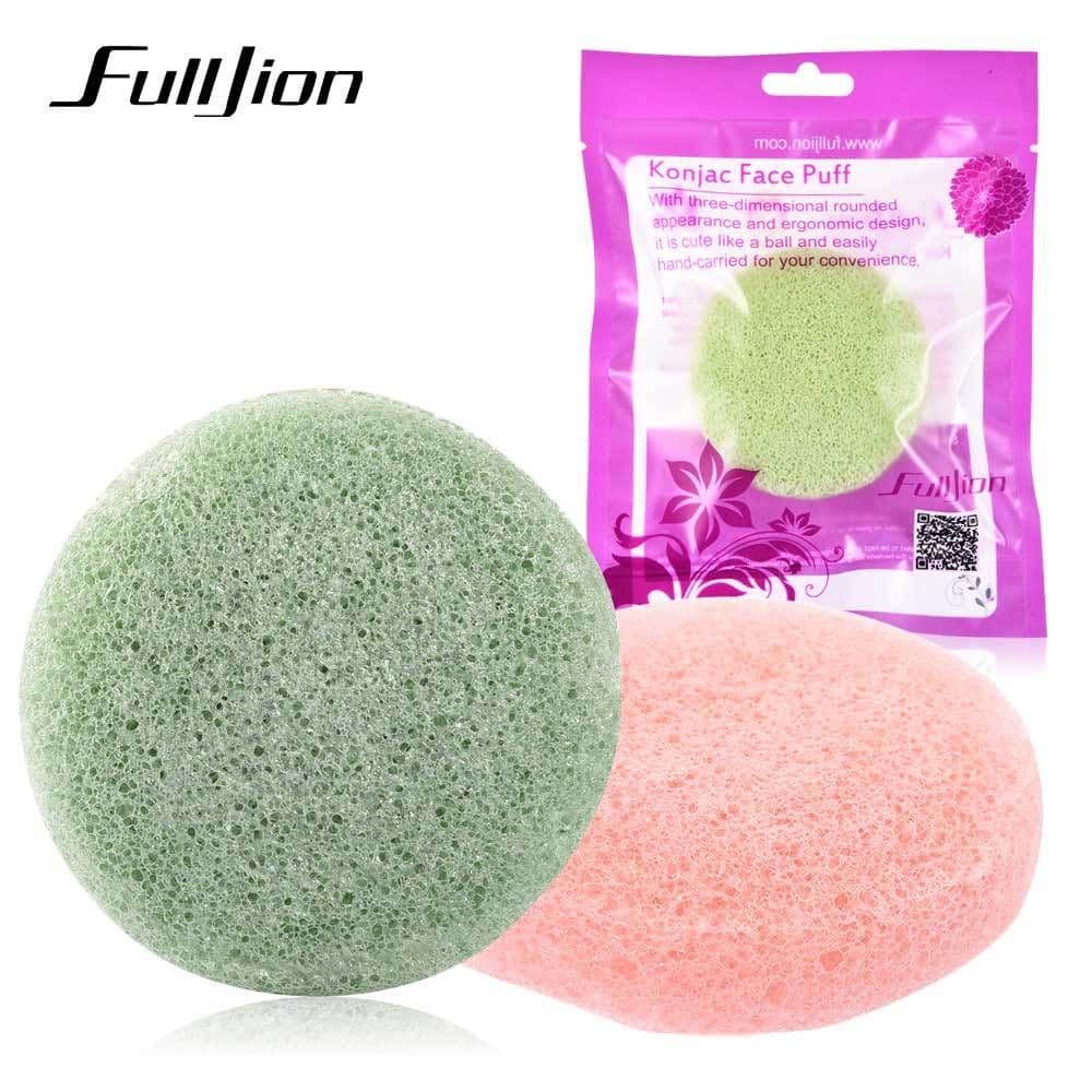 image-Fulljion Round Konjac Sponge Face Cleaning Puff Natural Facial