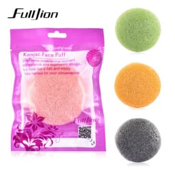 image-Fulljion Round Konjac Sponge Face Cleaning Puff Natural Facial