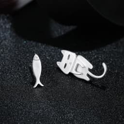 image-925 Sterling Silver Cat Fish Stud Earrings for Women