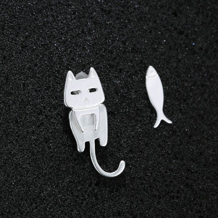 image-925 Sterling Silver Cat Fish Stud Earrings for Women