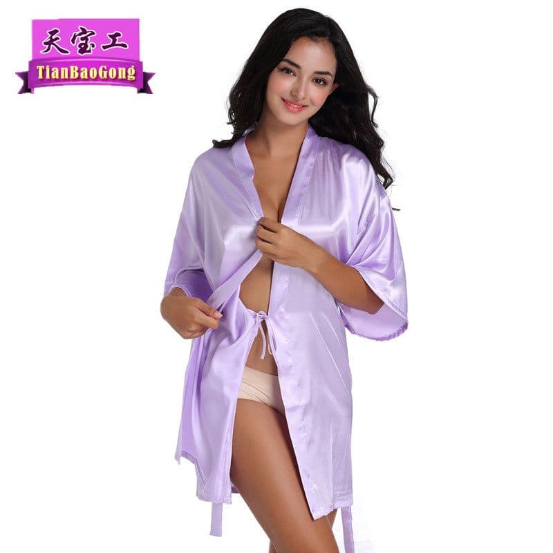 image-Tianbaogong Satin Silk Wedding Robe for Mother of Groom