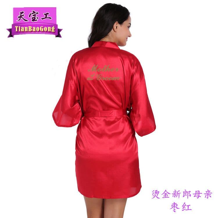image-Tianbaogong Satin Silk Wedding Robe for Mother of Groom
