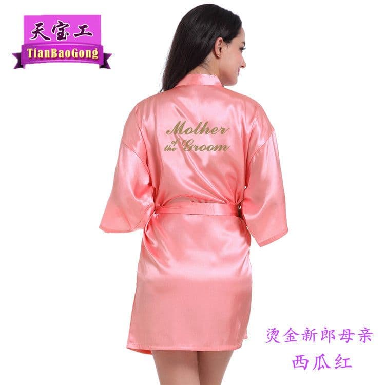 image-Tianbaogong Satin Silk Wedding Robe for Mother of Groom