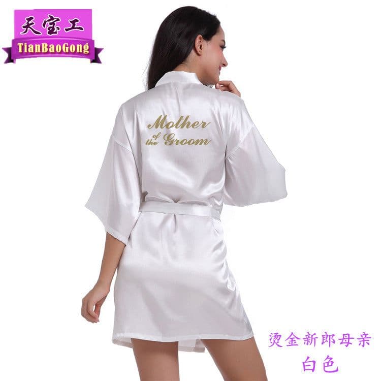 image-Tianbaogong Satin Silk Wedding Robe for Mother of Groom