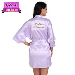 image-Tianbaogong Satin Silk Wedding Robe for Mother of Groom