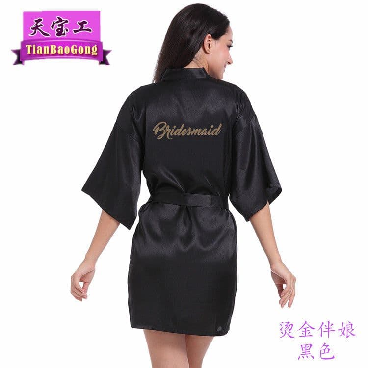 image-Women's Satin Silk Bridesmaid Robe Wedding Dressing Gown Cardigan