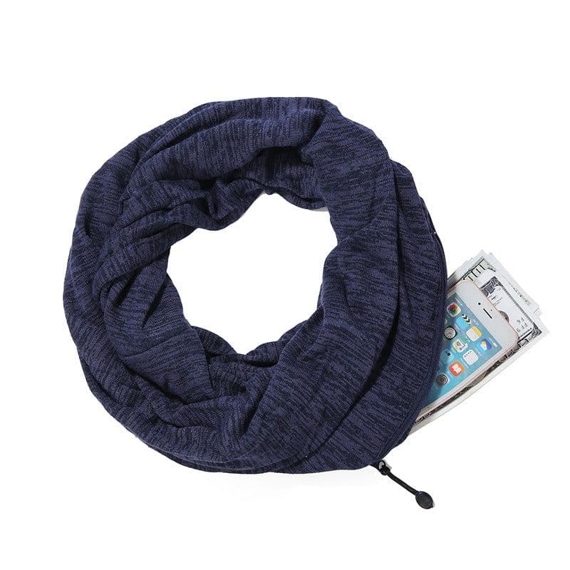 image-Unisex Pocket Scarf with Zipper 25x160cm Mixed-Color Wool