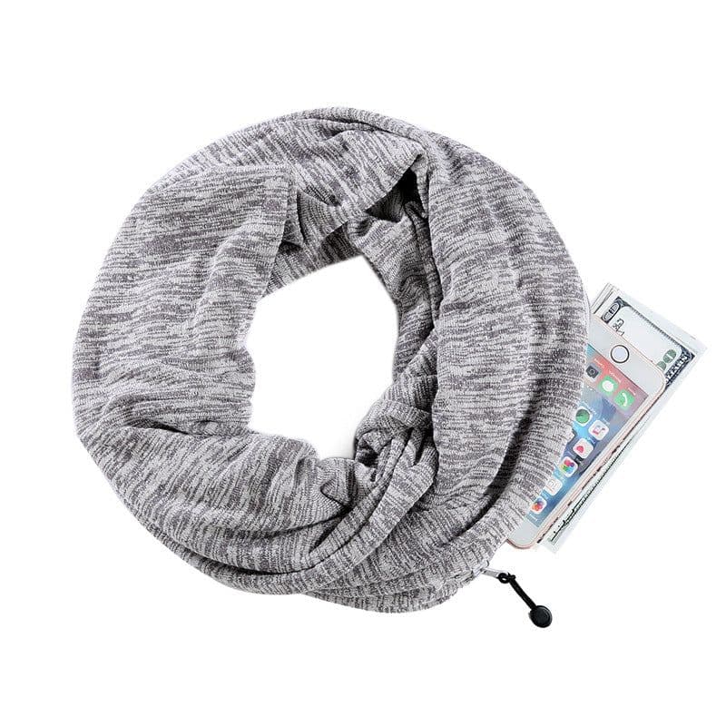 image-Unisex Pocket Scarf with Zipper 25x160cm Mixed-Color Wool