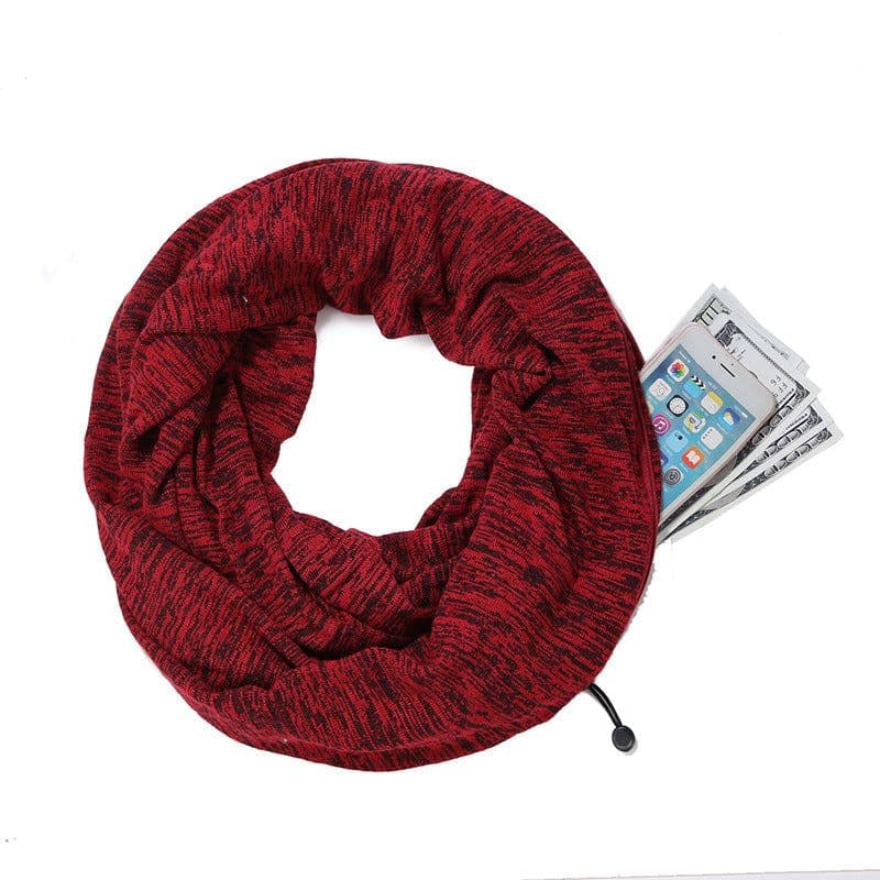 image-Unisex Pocket Scarf with Zipper 25x160cm Mixed-Color Wool