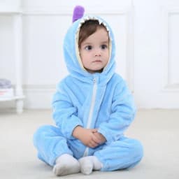 image-MICHLEY Baby Flannel Hooded Jumpsuit Long Sleeve Romper Costume