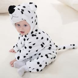 image-MICHLEY Baby Flannel Hooded Jumpsuit Long Sleeve Romper Costume